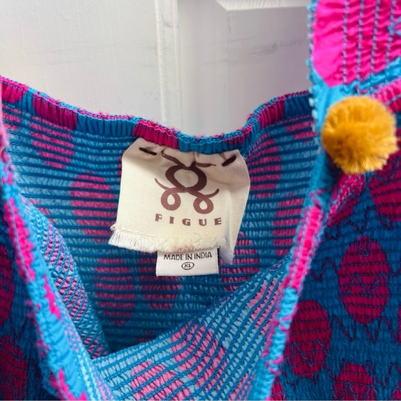 ANTHROPOLOGIE + FIGUE Luella Polka Dot Maxi Tiered Dress w Smocking & PomPoms - Picture 10 of 10